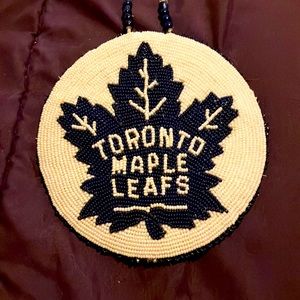 Handcrafted Native Canadian Toronto maple leafs emblem necklace